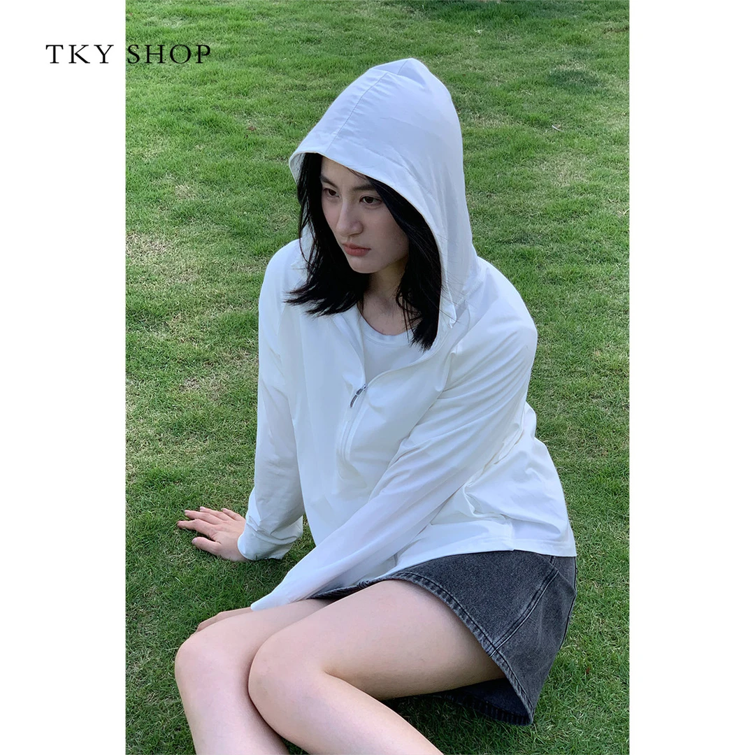 TKYSHOP连帽外套夏季新款简约风纯色薄款薄休闲百搭 10I1DA00B224