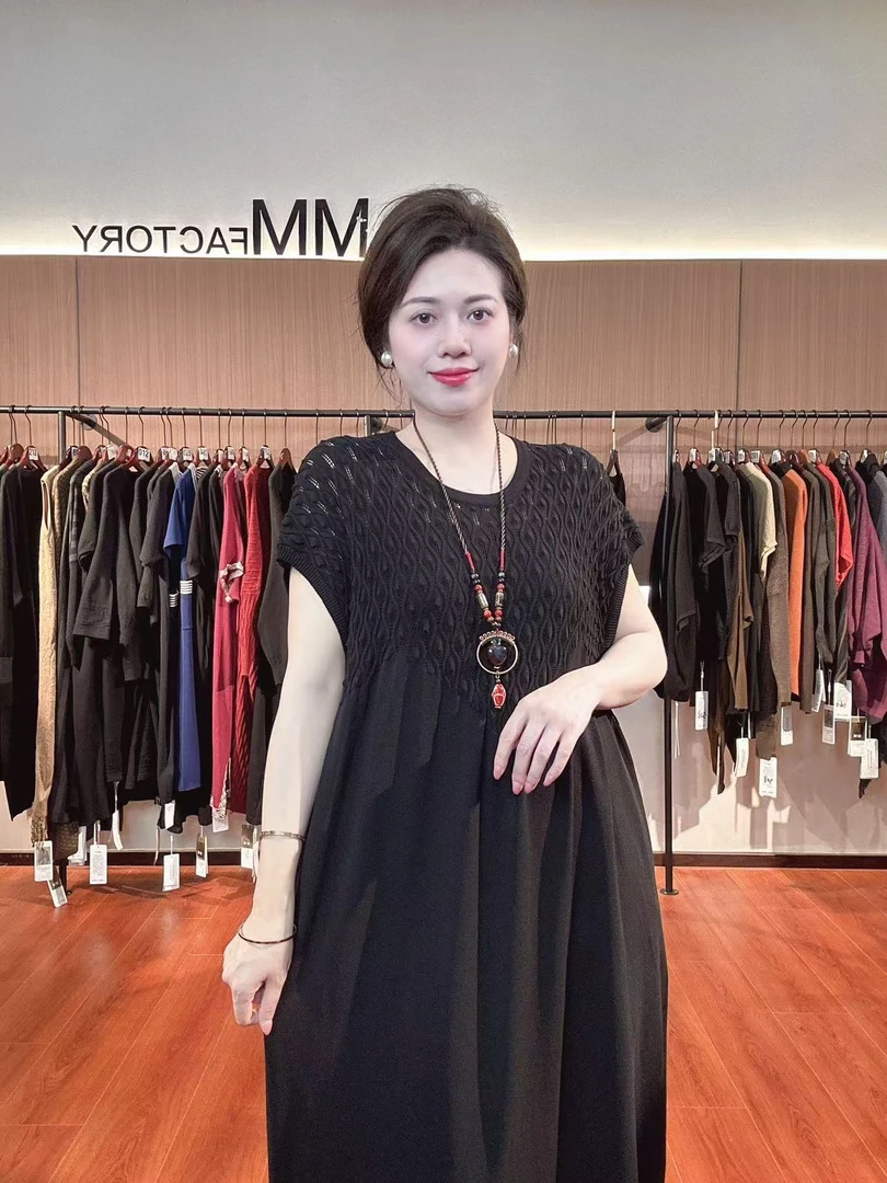 619  麦麦春夏季 洋气妈妈纯色简约气质短袖薄款连衣裙