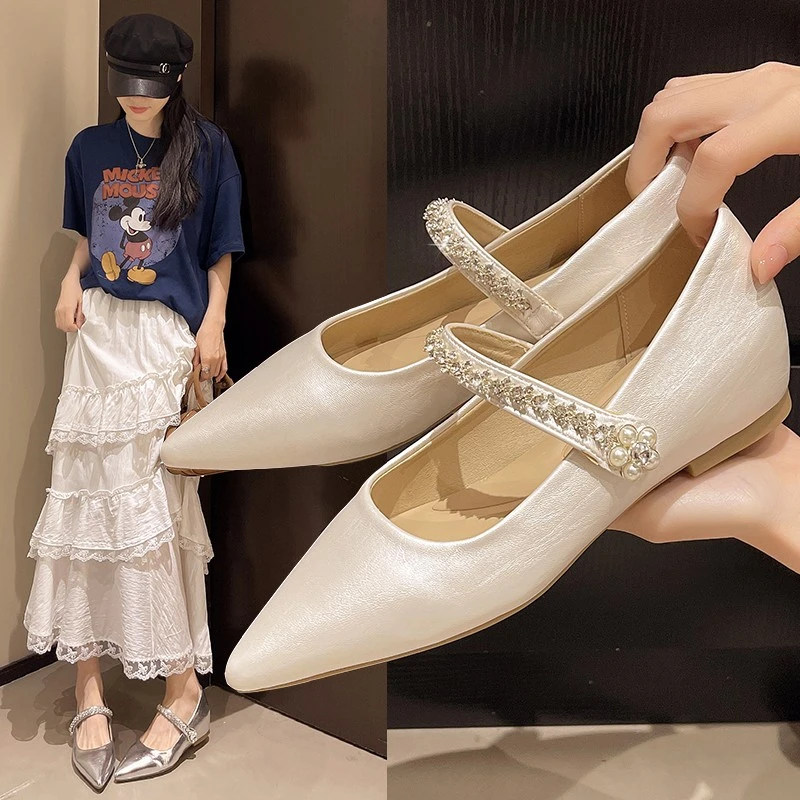 夏季高跟尖头法式浅口增高单鞋平底春季仙女风富婆风