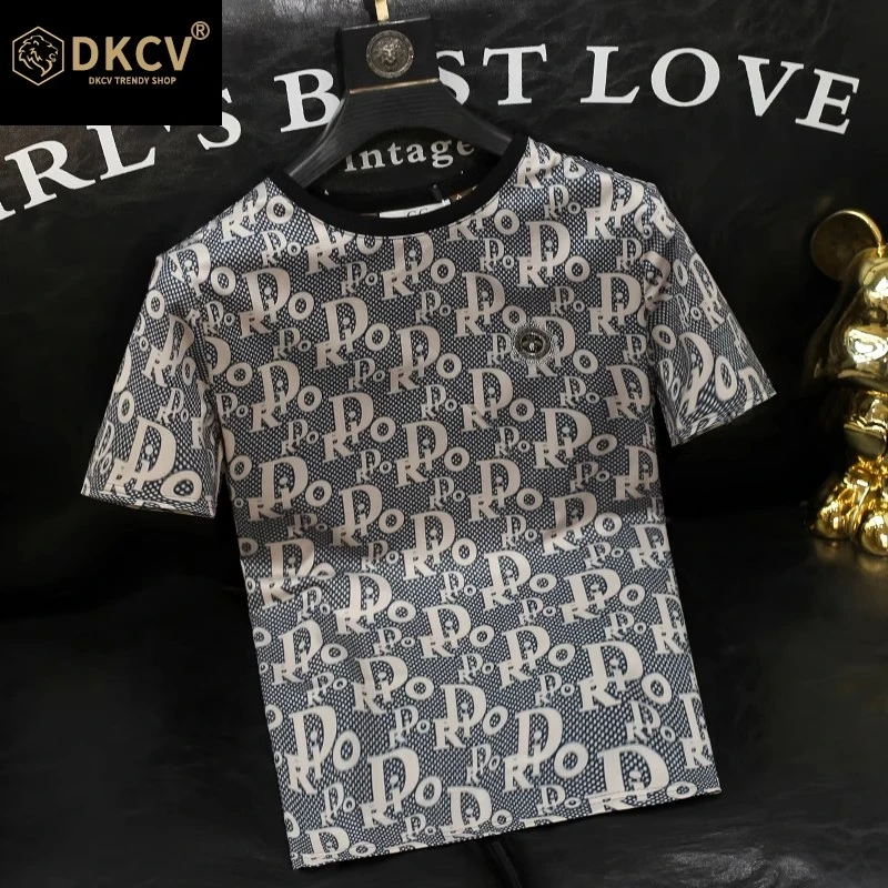 短袖t恤男士夏季薄款新款时尚百搭宽松轻奢高档爆款潮牌圆领上衣