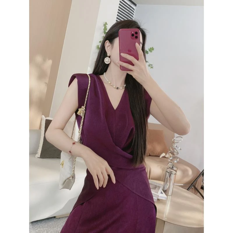 Y【橦颜女装】坎肩袖开叉不规则上衣+松紧腰半身裙两件套6138