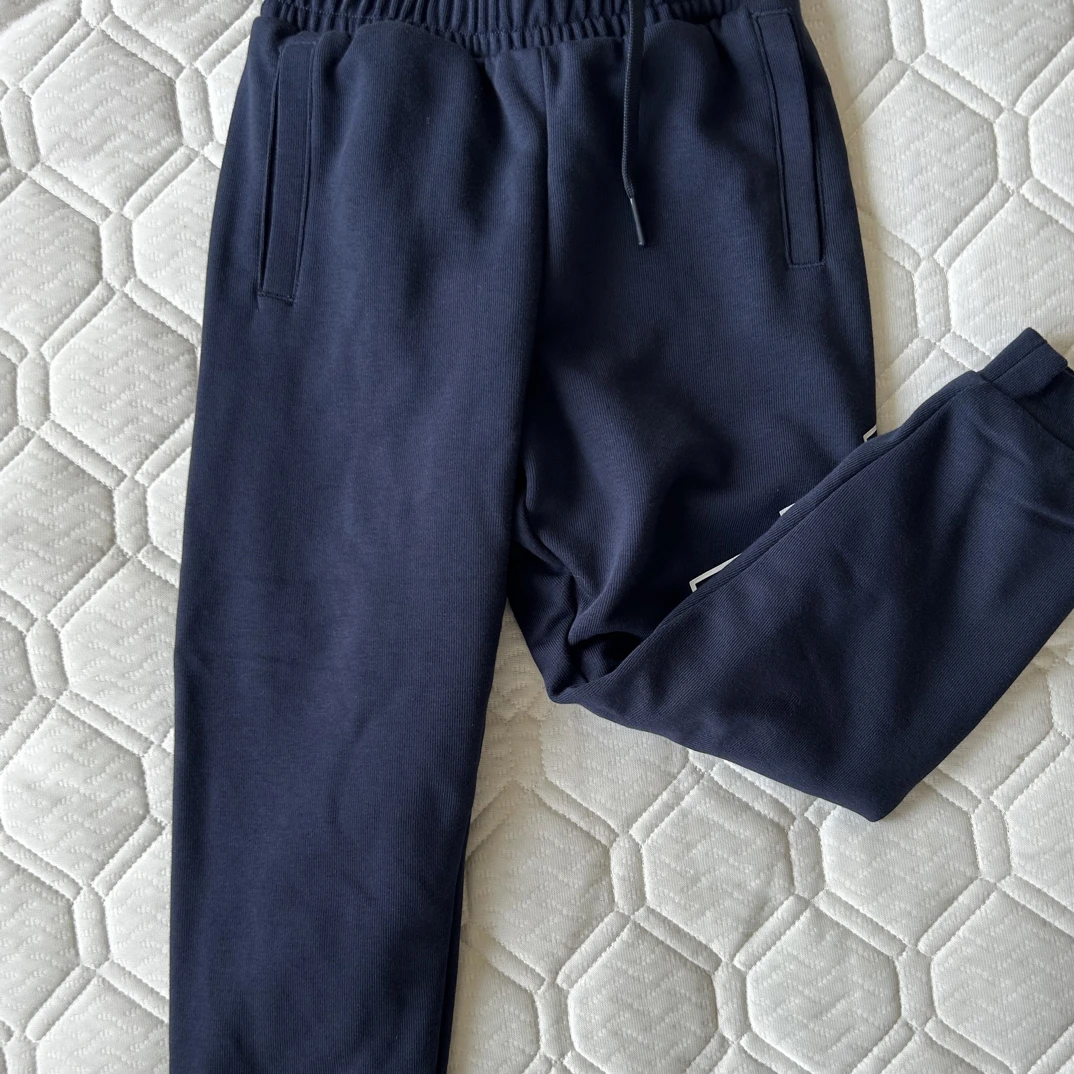 073男童藏青色加绒加厚运动长裤