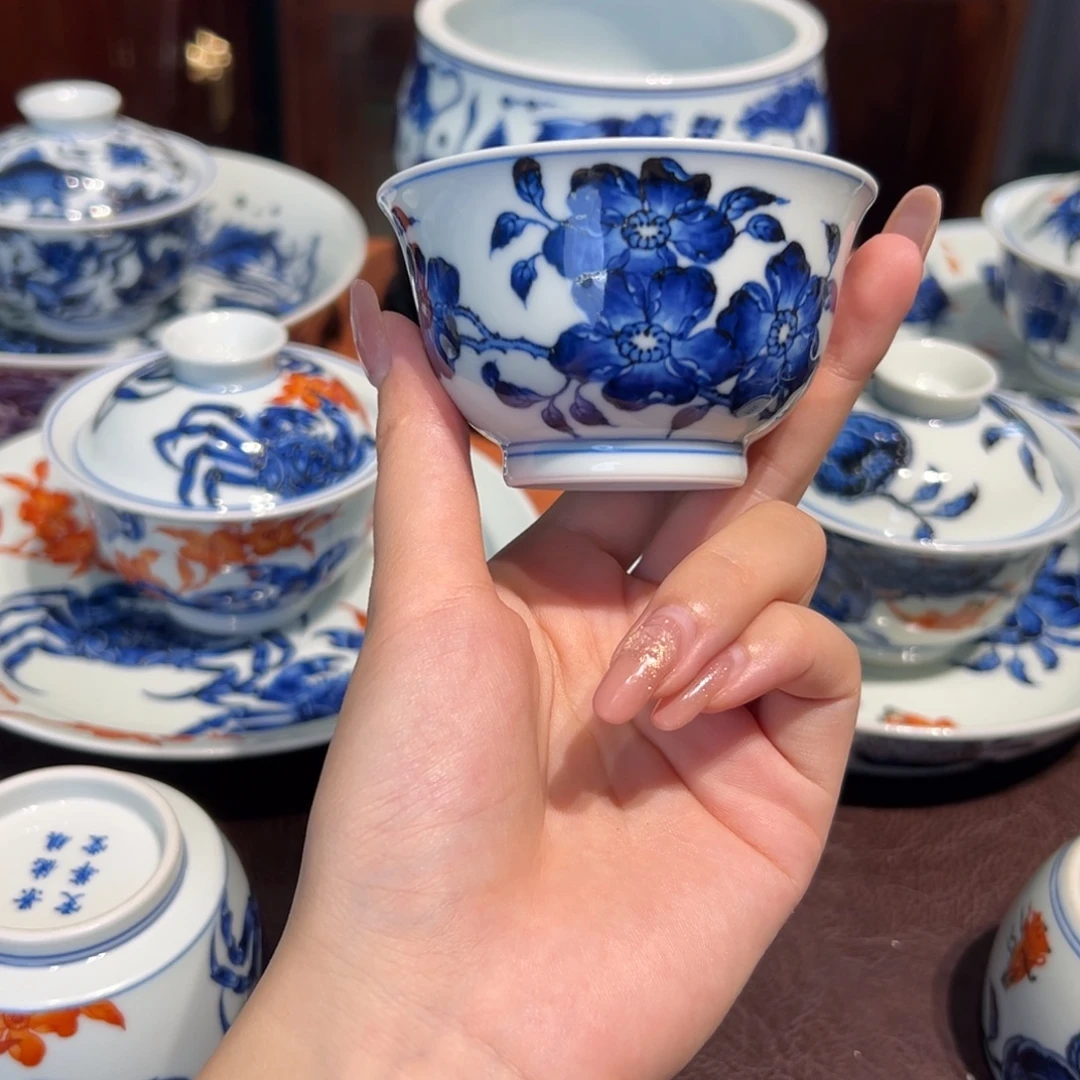青花雯华堂手绘杯杯