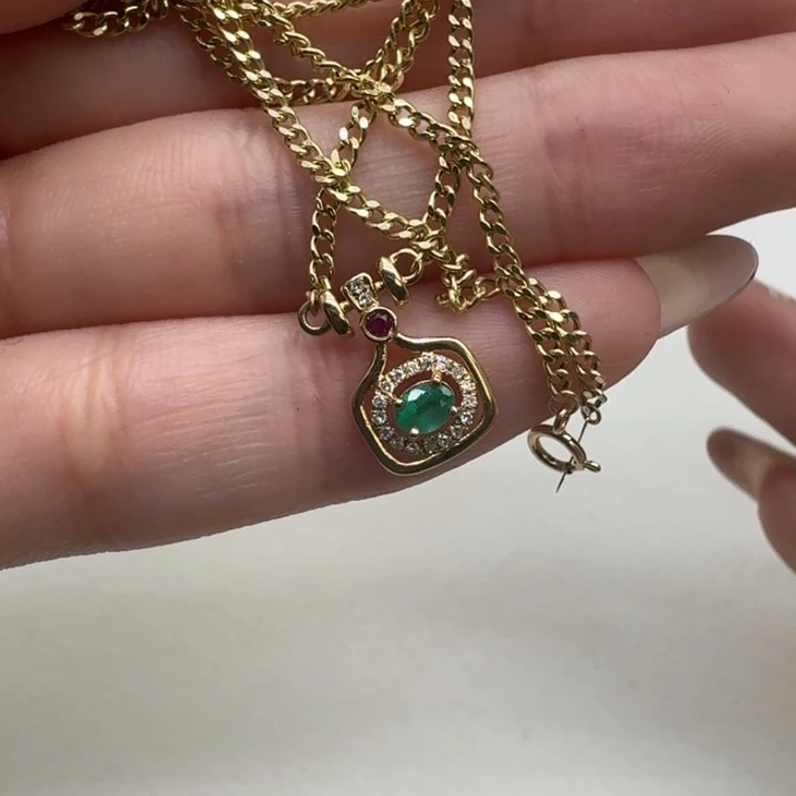 18K金镶嵌颈饰祖母绿