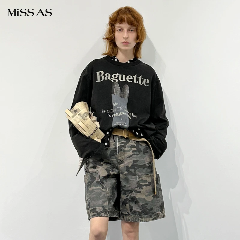 【VVNK JANE PLUS】宽松法棍印花长袖T恤女款25春夏新品