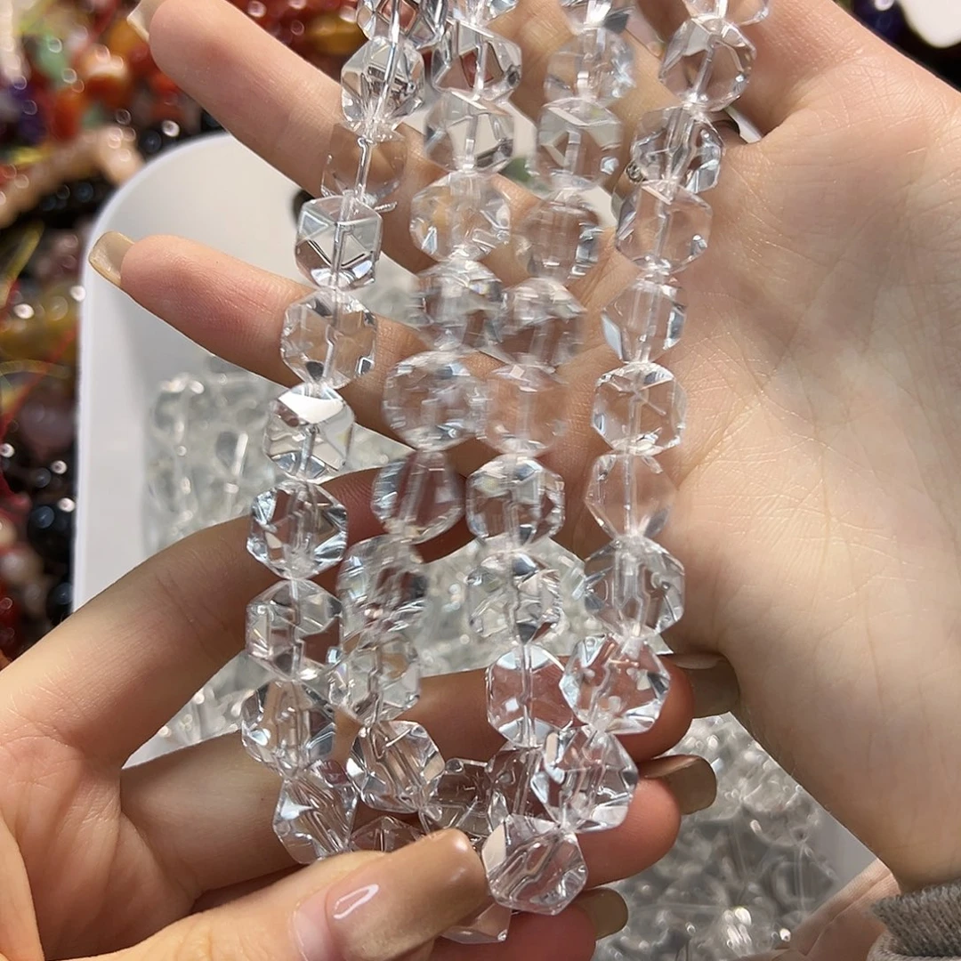 玛瑙/玉髓未镶嵌珠宝半成品压电白水八菱切大长条