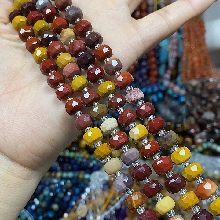 玛瑙/玉髓未镶嵌珠宝半成品天然蛋黄石切面车轮卡8mm