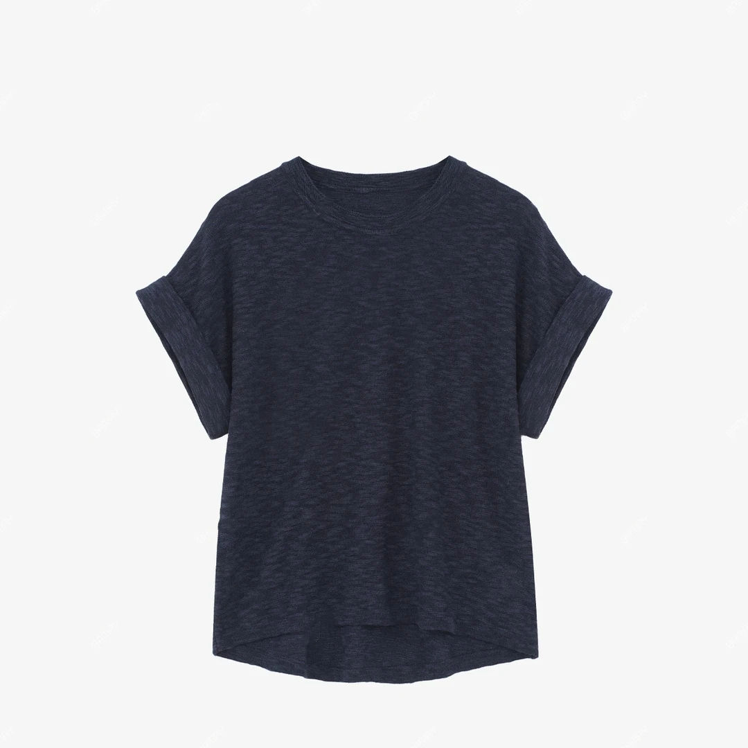 2025夏季百搭休闲透气薄款短袖T恤舒适时尚简约纯色圆领