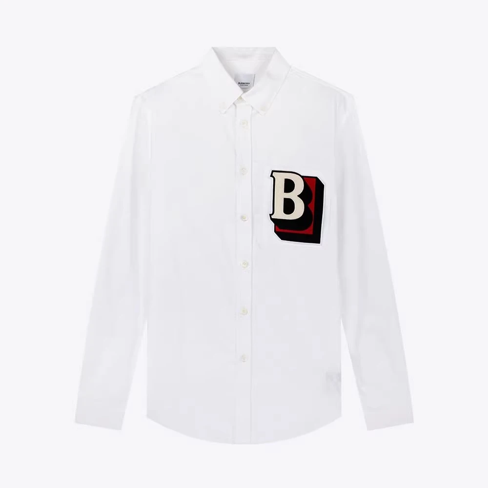 BURBERRY博柏利logo刺绣翻领男士长袖衬衫衬衣8050134