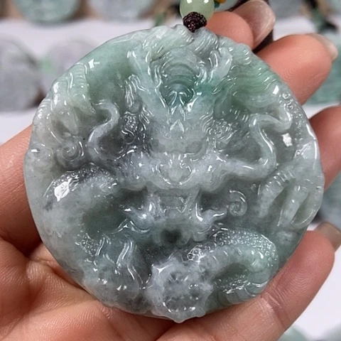 翡翠颈饰未镶嵌龙凤呈祥两面工福利