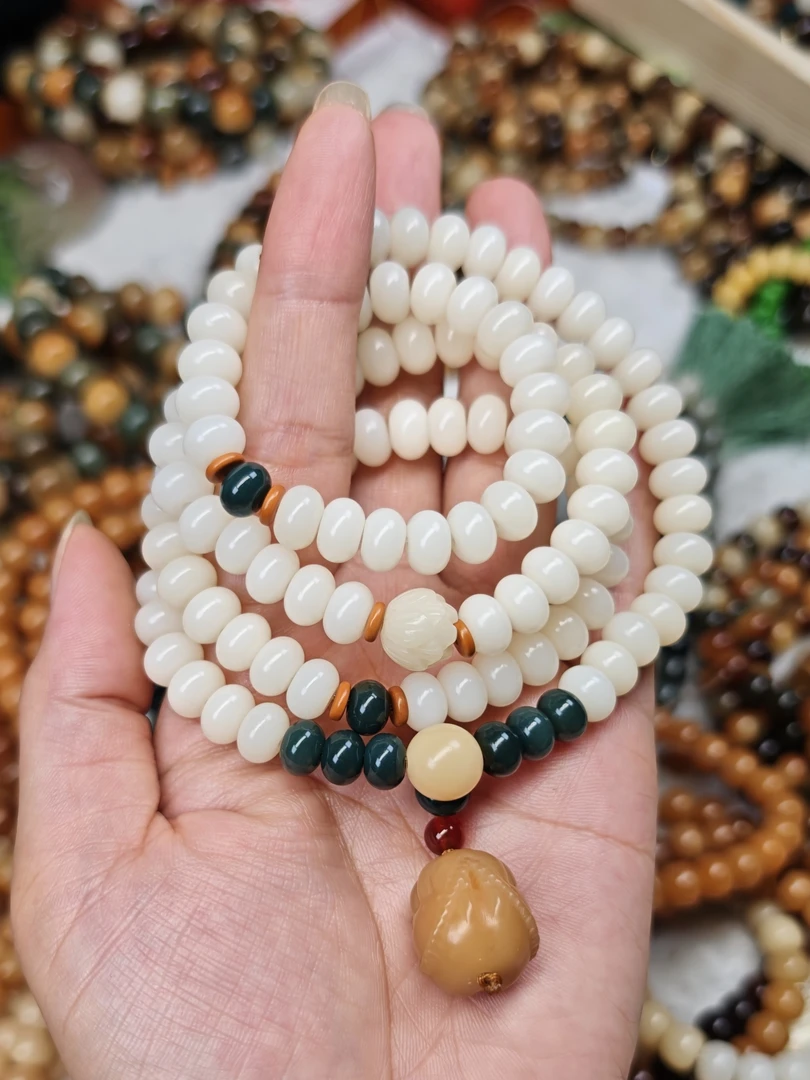 6*9白色菩提根算盘珠长串挂脖