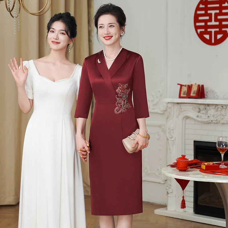 春夏装婚礼妈妈高贵连衣裙婚宴礼服婆婆高端结婚新款礼裙大码5XL