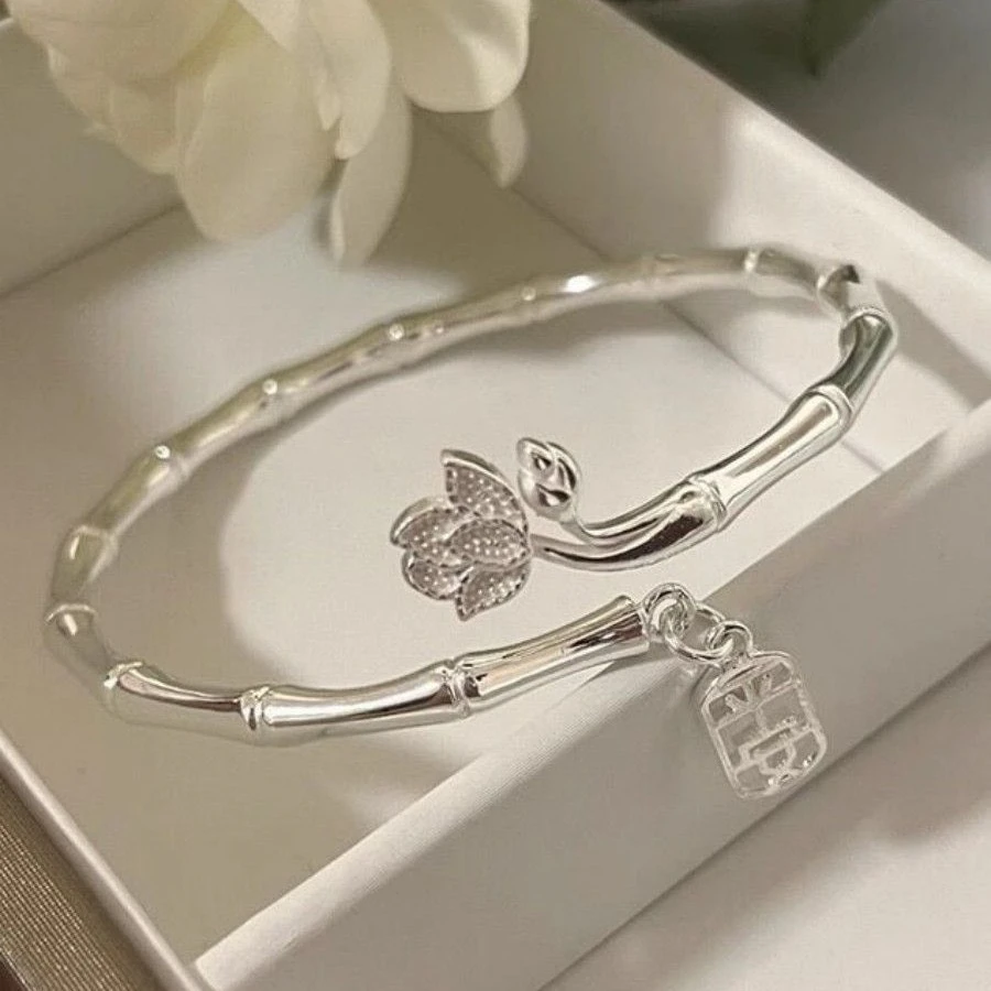 足银手镯 竹报平安手镯【S-1021】