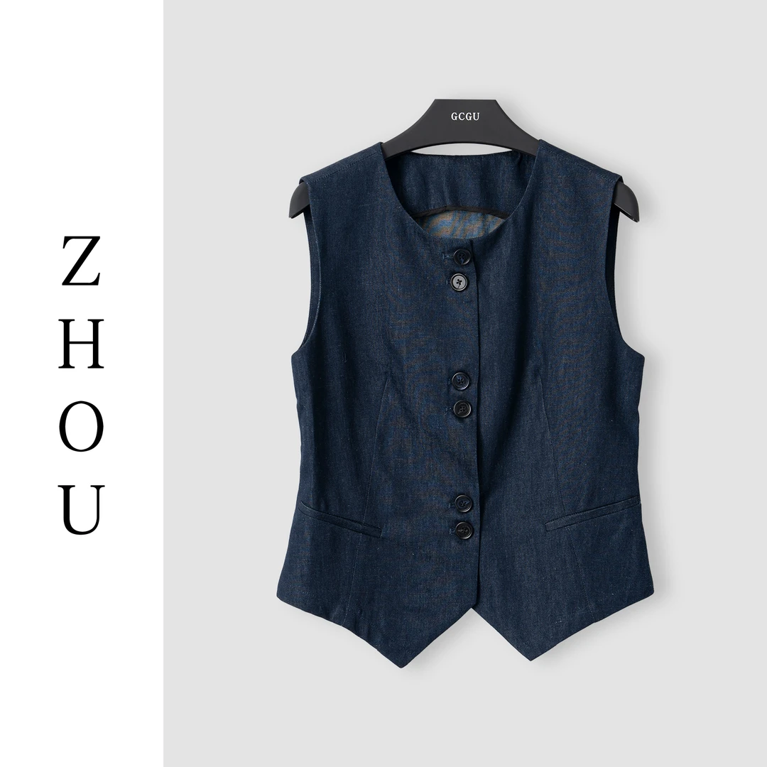 （周哥甄选）牛仔蓝马甲-22305