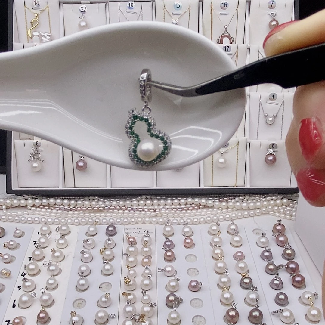 淡水珍珠吊坠(不含链)银S925镶嵌