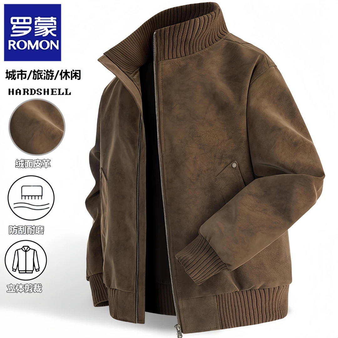 罗蒙2025春秋季新款男士皮衣百搭机车皮夹克时尚休闲耐磨上衣外套