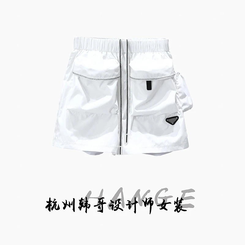 【韩哥女装】2025欧版小众设计师白色工装机能风百搭短裤2953