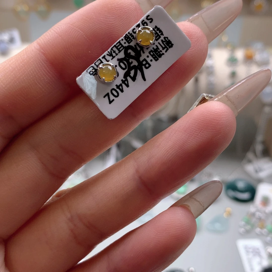 翡翠戒圈银S925镶嵌用****9耳钉