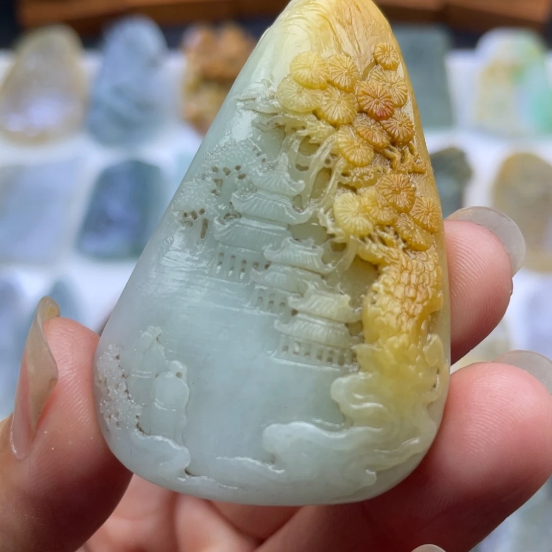 定制翡翠未镶嵌山水