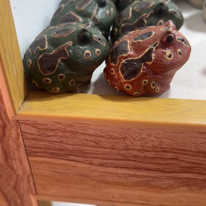 茶宠紫砂紫砂茶宠角蛙一对