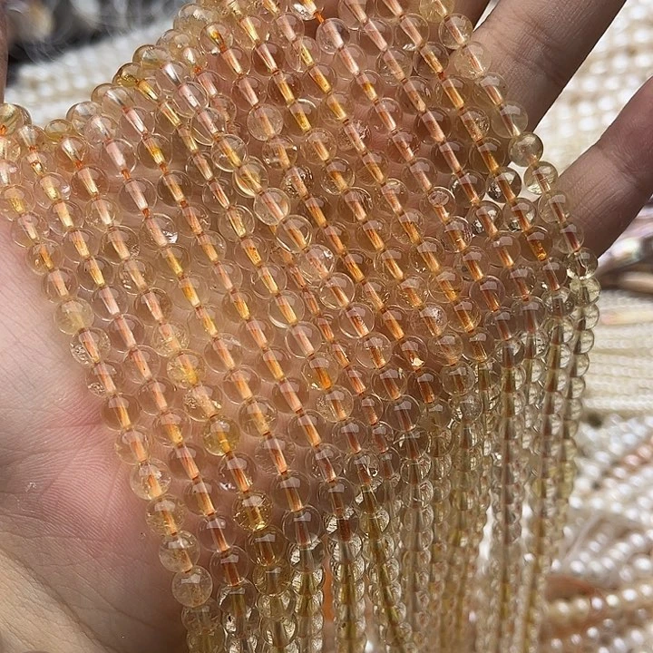 玛瑙/玉髓未镶嵌珠宝半成品一条6mm左右黄水晶