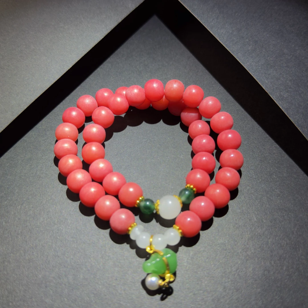 DP 1130 10mm深粉色菩提+玉葫芦配饰（无礼盒）