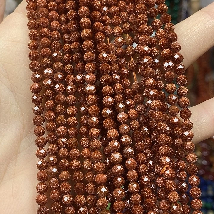 玛瑙/玉髓未镶嵌珠宝半成品金沙切面卡4mm（2条）