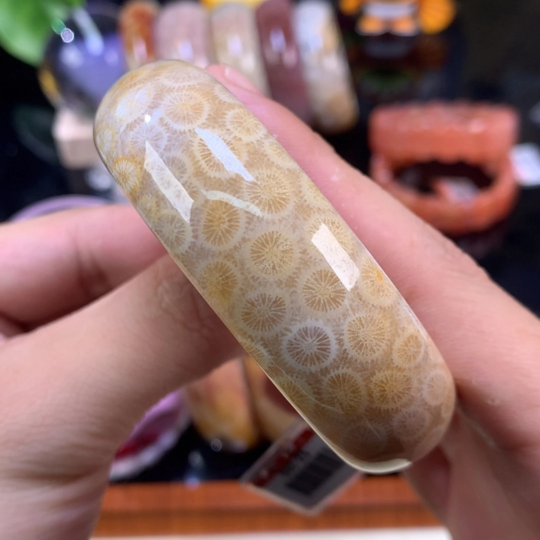 【闪购商品】颈饰未镶嵌硅化珊瑚（珊瑚玉）53号淡金黄柠檬片57.4圈