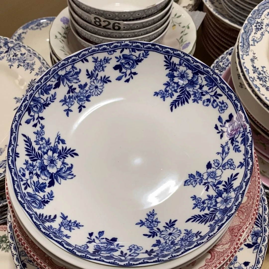 瓷微瑕青花八寸沙拉盘