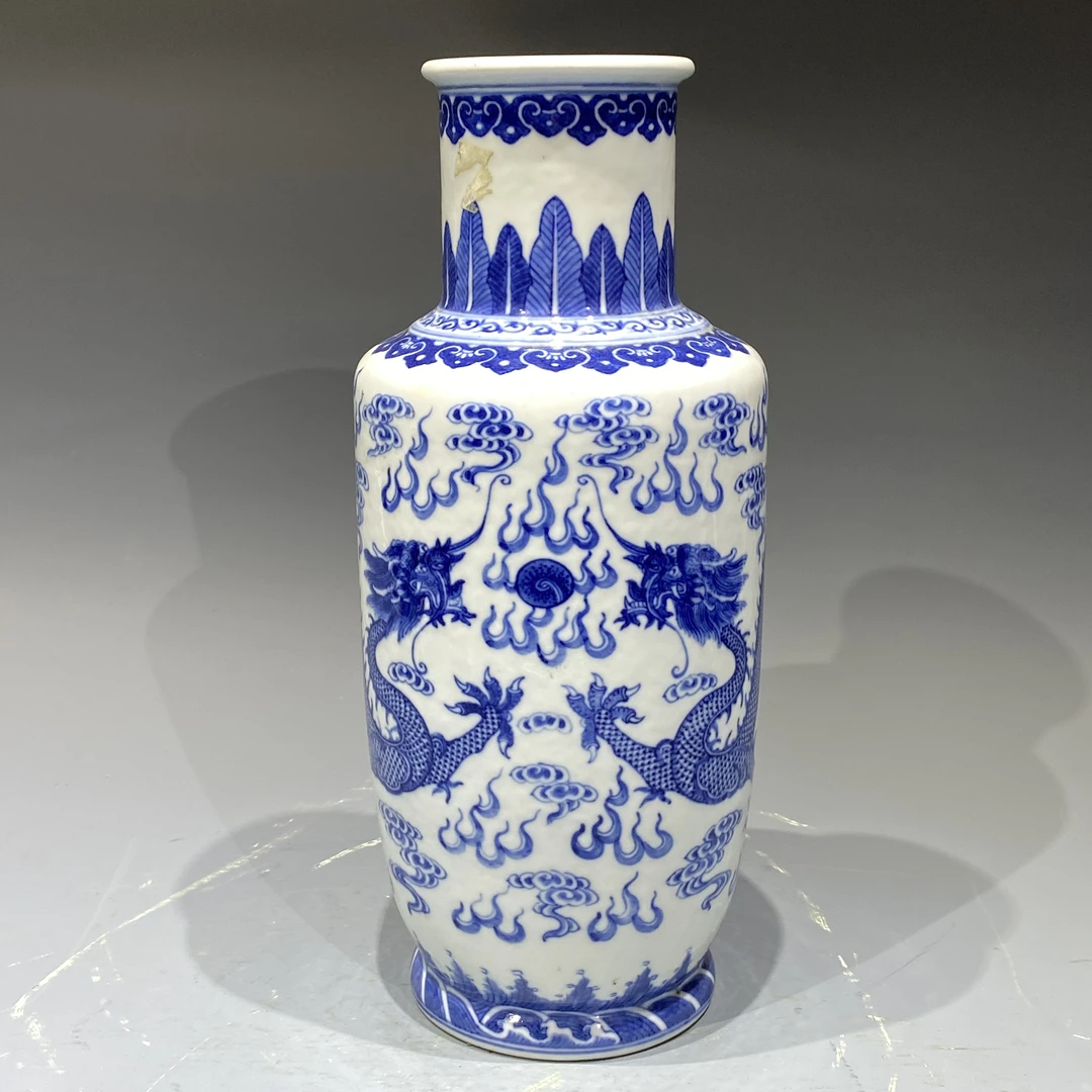 4416 清光绪 青花云龙纹棒槌瓶