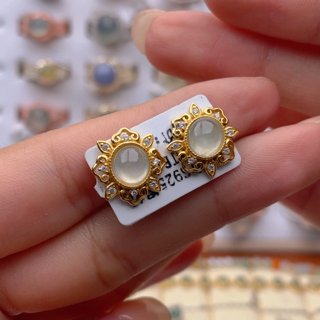 翡翠银S925镶嵌耳饰111111