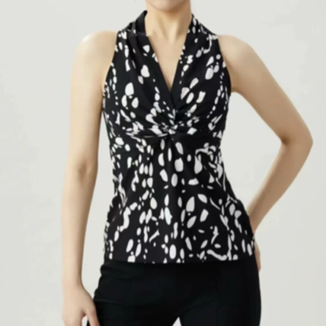 【商场同款】2025年夏季新款V领无袖挂脖外穿吊带背心女上衣1300889