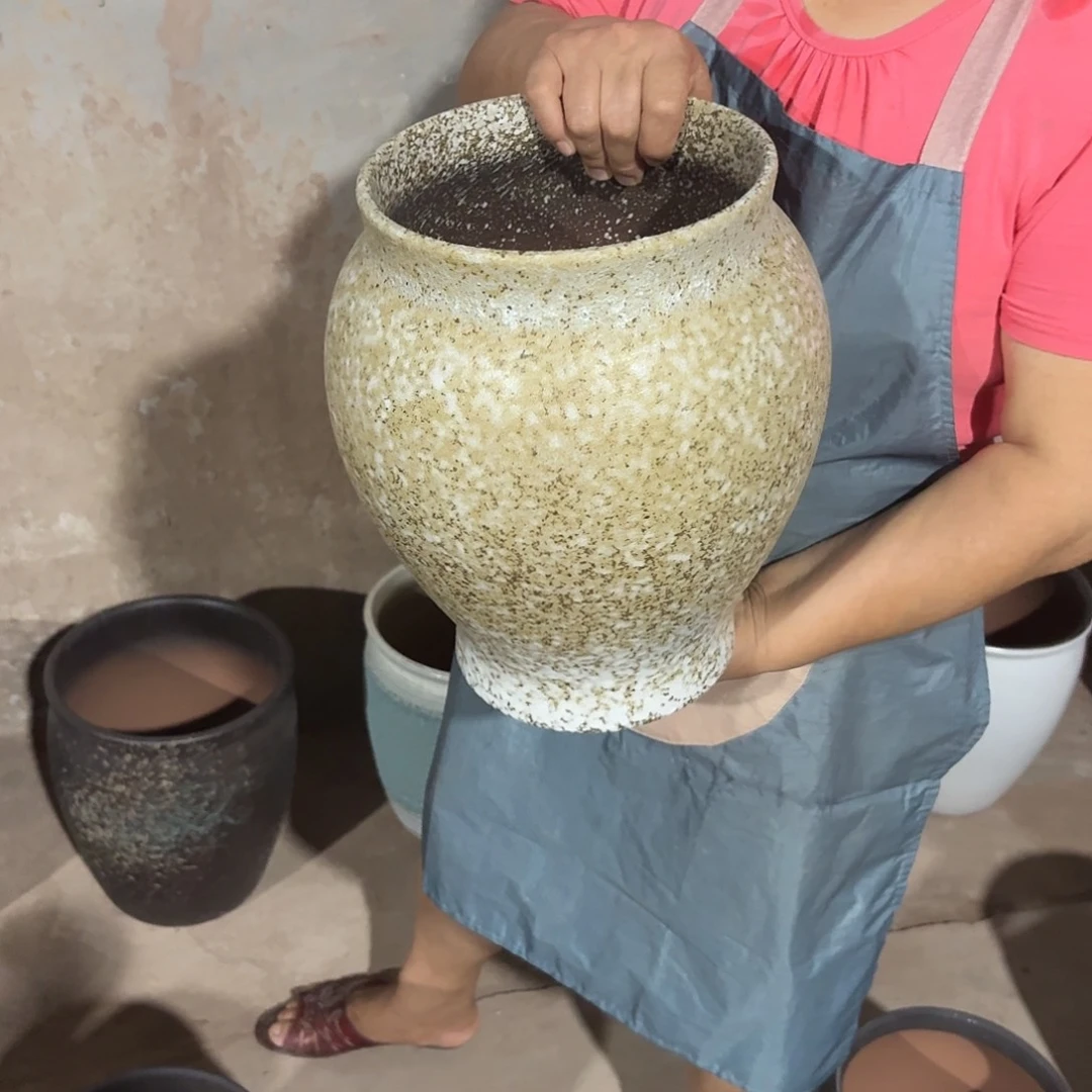 紫砂花盆口20高31