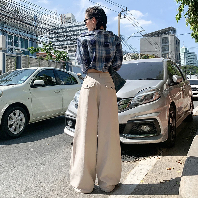 2025春季好货春季新款复古工装牛仔裤女高腰季阔腿直筒裤休闲裤