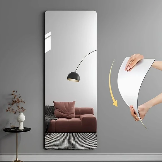 简约亚克力软镜子穿衣镜贴墙全身镜免打孔家用卧室试衣镜宿舍镜子