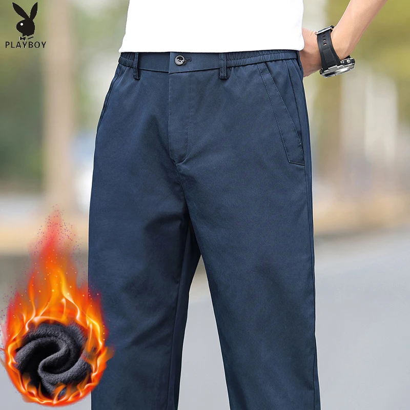 花花公子2025秋季潮流百搭裤子男士秋季加绒宽松直筒运动休闲长裤