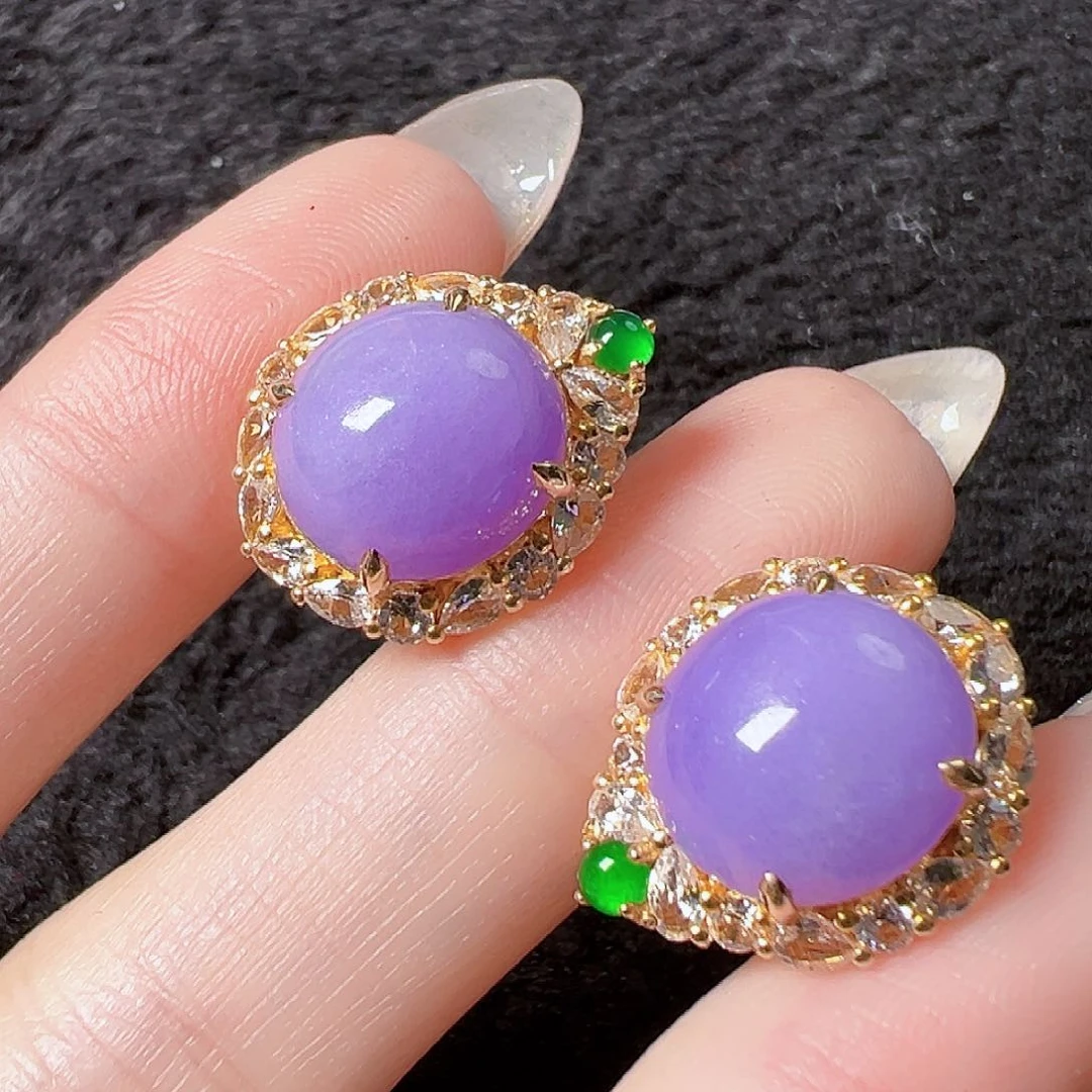 翡翠耳饰18K金镶嵌签收后24小时鉴赏期，过时不退