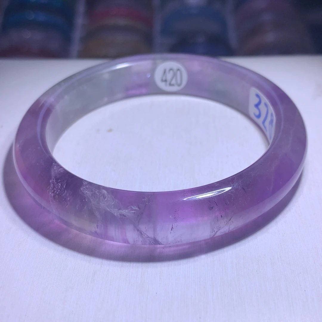 水晶银S925镶嵌手镯紫水58.7圈420