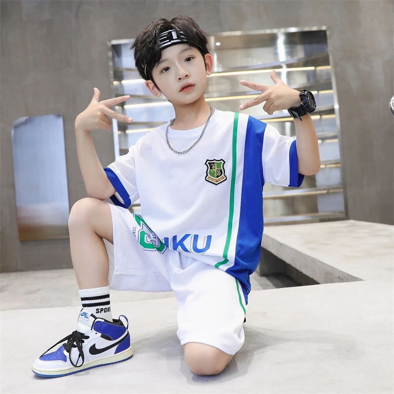 儿童装男童夏装套装2025新款夏季中大童帅气运动服短袖篮球服夏款