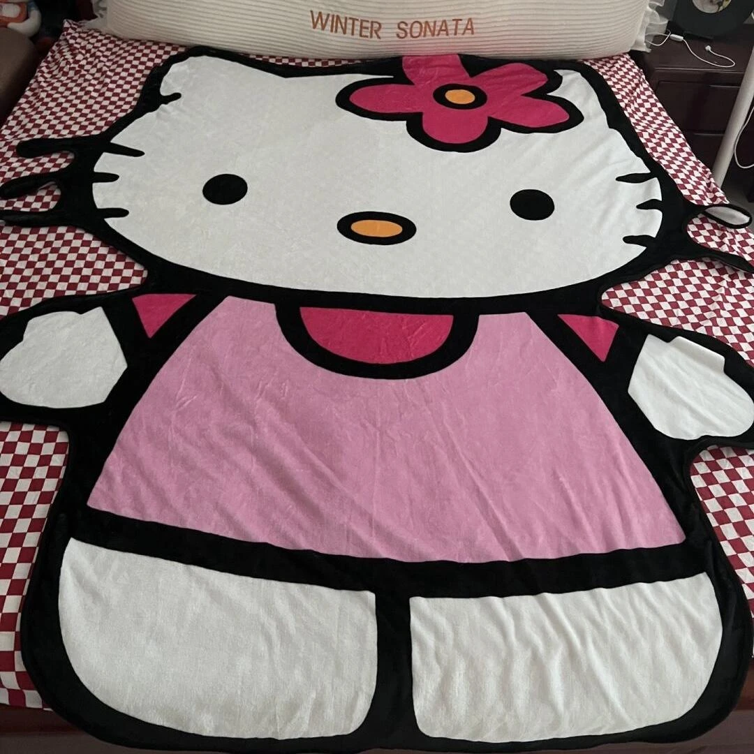 卡通可爱凯蒂猫异形毛毯可爱法兰绒空调毯少女心学生礼物装饰挂毯