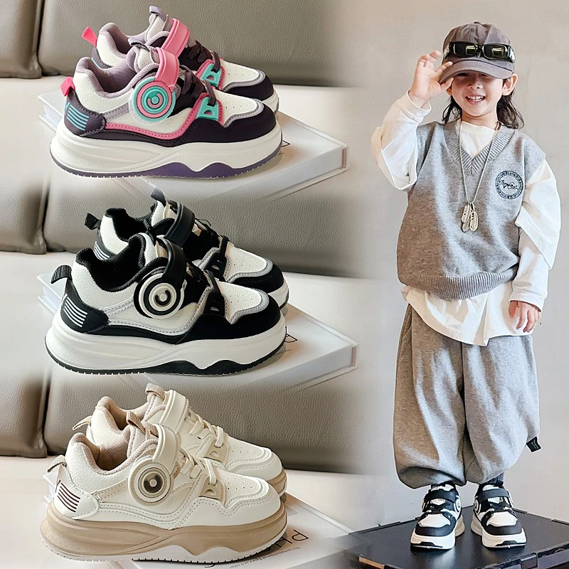 儿童板鞋新款2025春秋季舒适透气男女童休闲鞋学生小白鞋潮童鞋