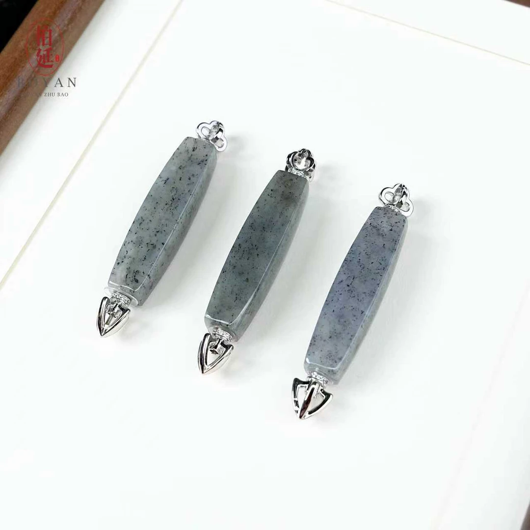 【方胜】和田玉点墨青花方形平安扣吊坠手工编织百搭小众珠宝BY2716