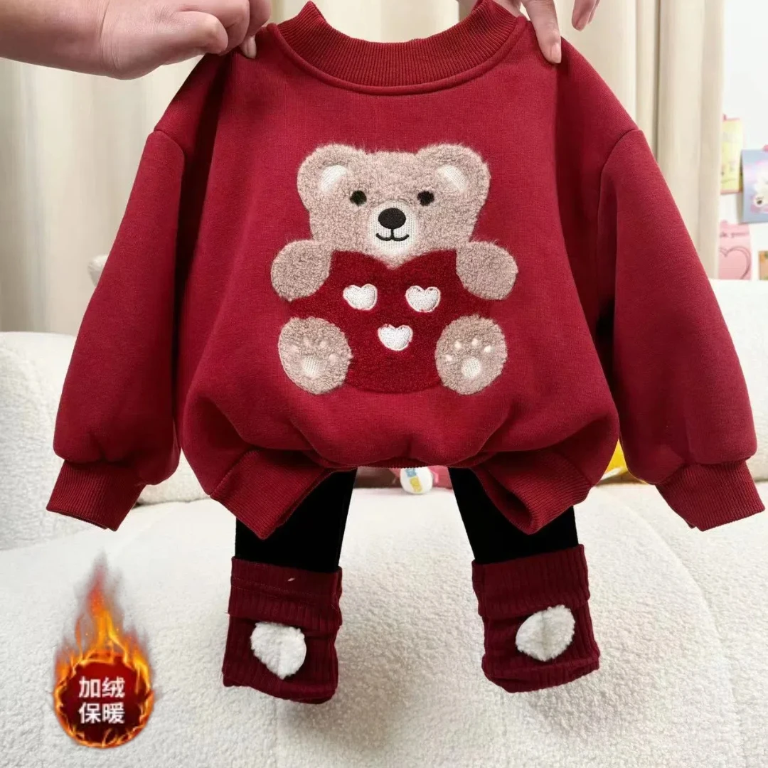 28113冬季必备加绒卫衣套装新款女宝上衣裤子秋冬款女孩时髦洋气