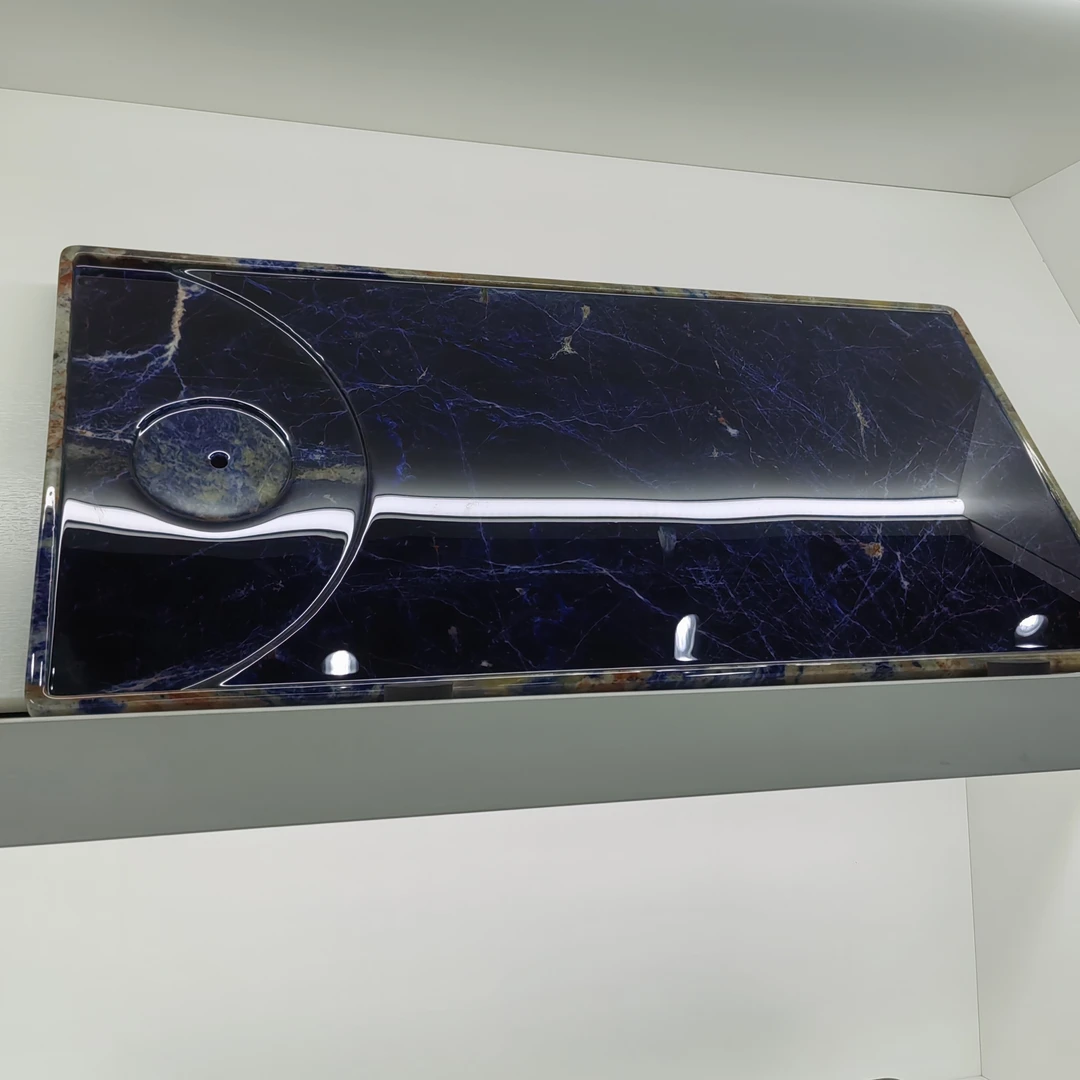 天然奢石景泰蓝湿泡茶盘排水茶盘高端家居蓝色迷彩色