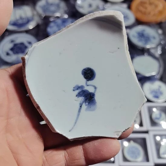 瓷片青花影青杯垫学习标本