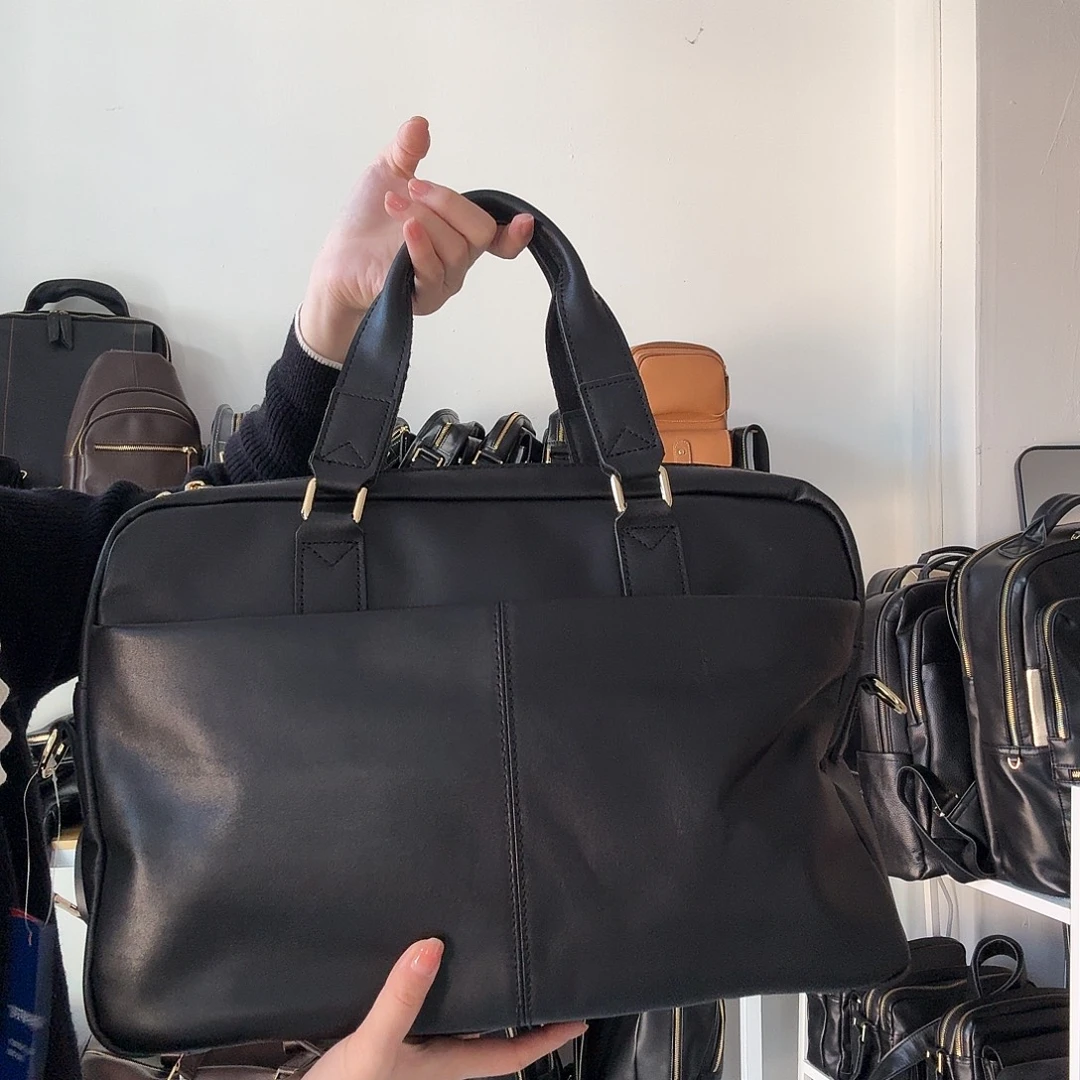 头层牛皮公文包斜挎