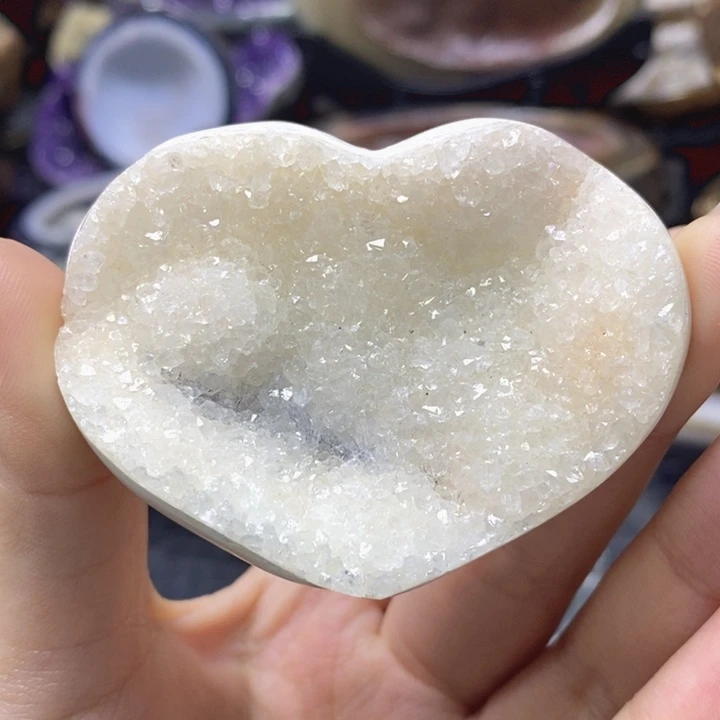 未镶嵌珠宝半成品紫晶白菊爱心