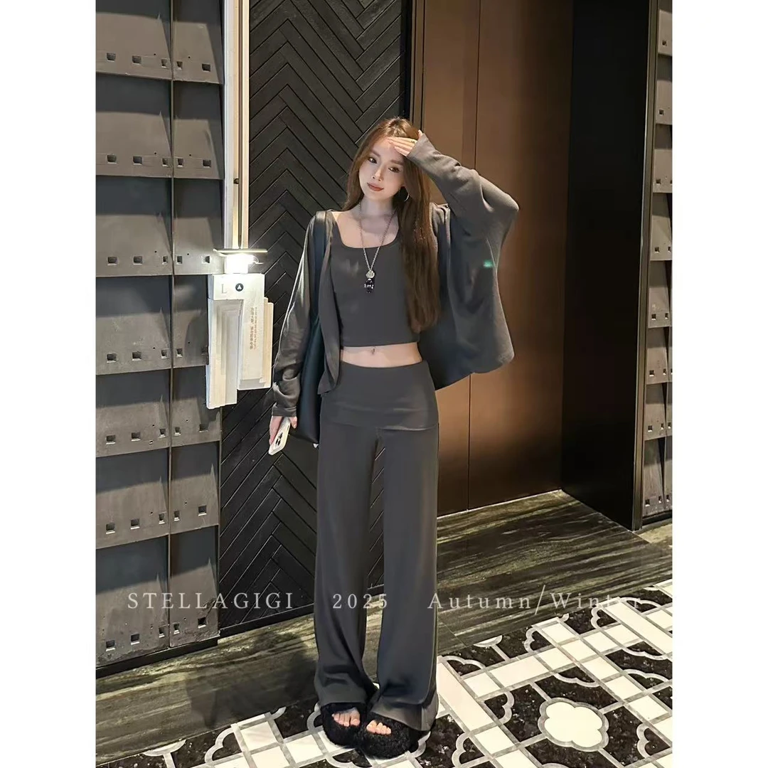 SG / 杨依姗 AW懒人套装 蝙蝠袖开衫+背心长裤三件套TZ-20251361