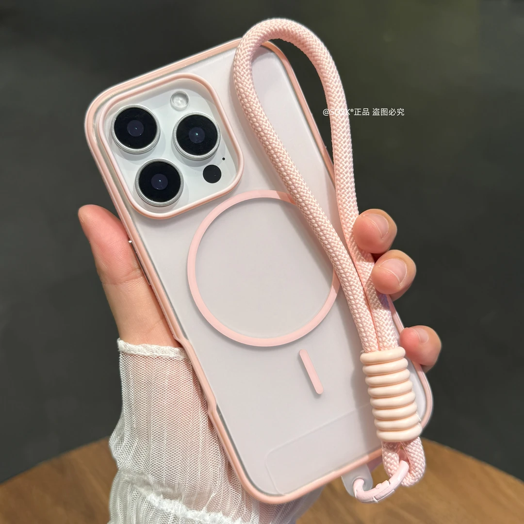 适用iphone16pro手机壳磨砂肤感亲肤简约苹果15promax磁吸14挂绳