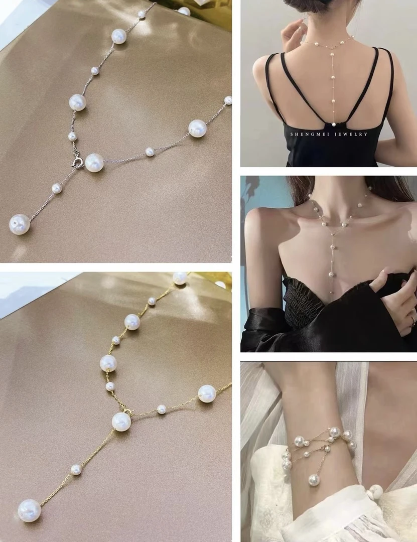 坠链均925银 锁骨链无镀层镀甜美风毛衣链小众原创设计轻奢时尚